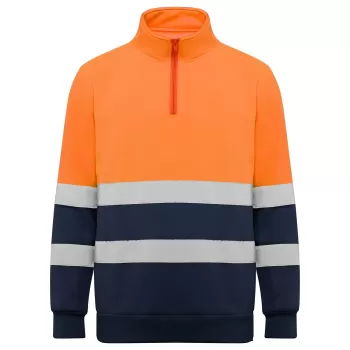 Roly Spica 9301 - High-Visibility Sweatshirt with Half-Zip & Reflective Bands