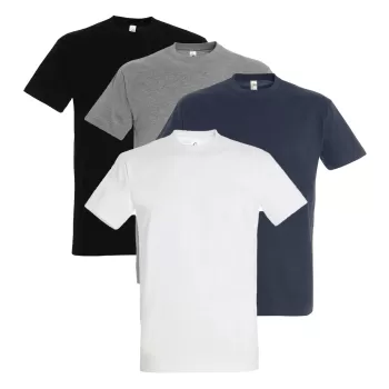 Πακέτο 4 Unisex T-Shirt,  Sol's Imperial - Γκρι, Μαύρο, Λευκό, Navy
