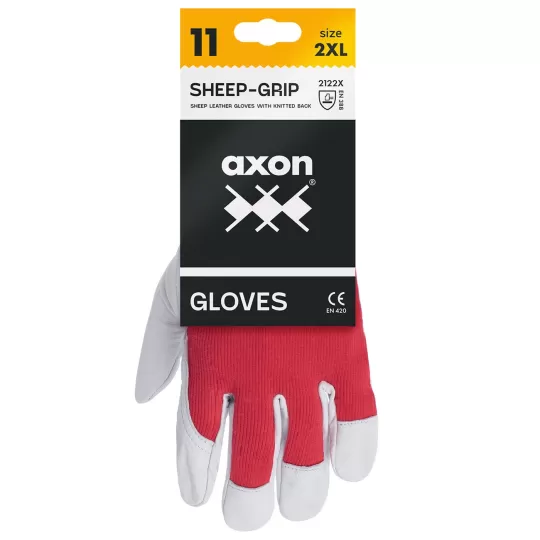 Axon Γάντια Εργασίας Δερματοπάνινα Sheep Grip - Μαλακό Δέρμα Grain & Μακό