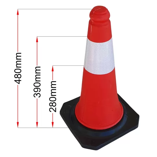 Plastic Traffic Cone 50cm with Heavy Rubber Base PARK-DH-PE-1
