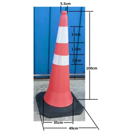 PARK-DH-PE-3 Traffic Cone 100cm - Heavy Duty Rubber Base (4kg)