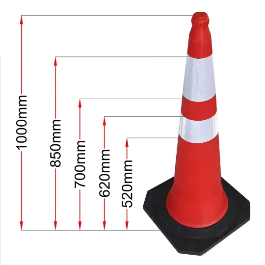 PARK-DH-PE-3 Traffic Cone 100cm - Heavy Duty Rubber Base (4kg)