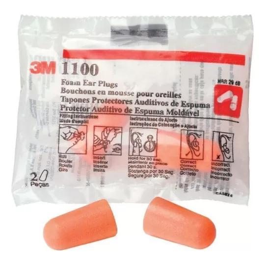 3M™ 1100 Foam Earplugs - 35dB SNR Noise Reduction