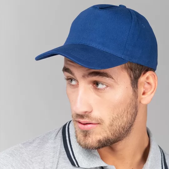 About Basics 5-Panel Brushed Cotton Baseball Cap - Heavyweight 250g/m² with Metal Buckle