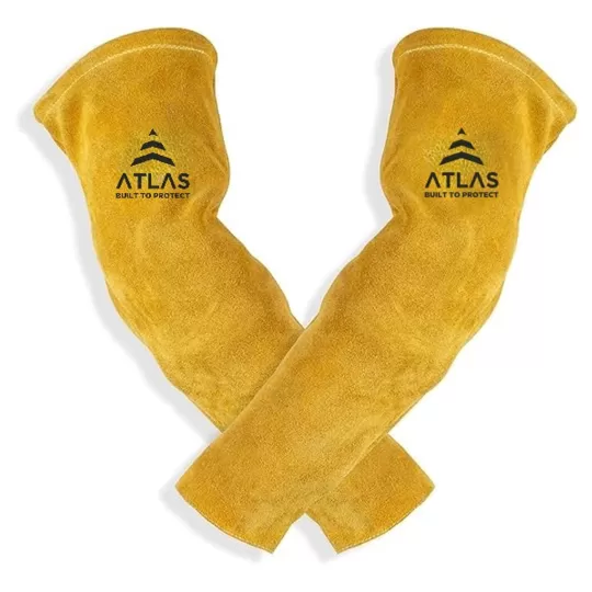 Atlas Leather Welding Sleeves - Fire-Resistant Cowhide & Kevlar Stitched
