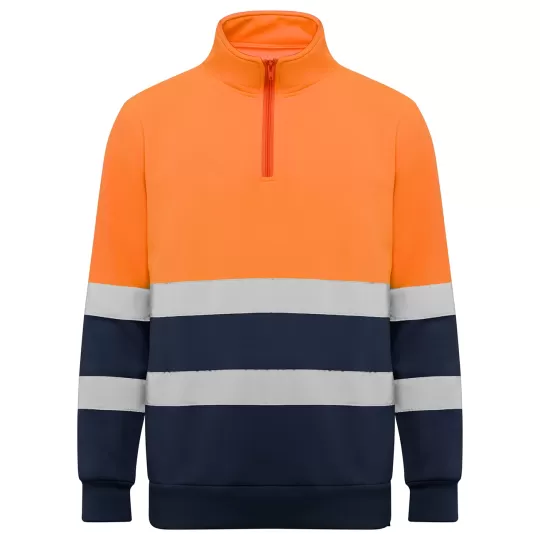 Roly Spica 9301 - High-Visibility Sweatshirt with Half-Zip & Reflective Bands