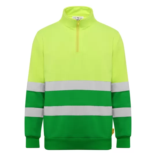 Roly Spica 9301 - High-Visibility Sweatshirt with Half-Zip & Reflective Bands