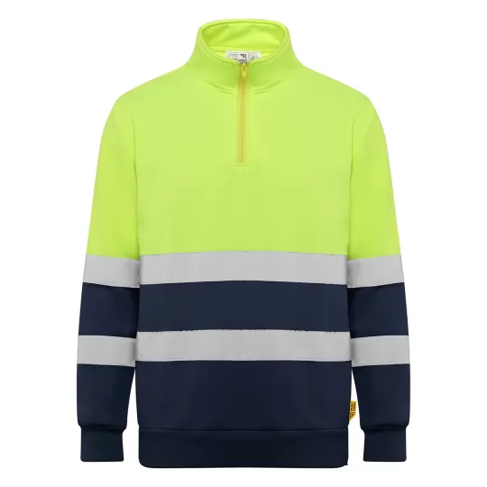 Roly Spica 9301 - High-Visibility Sweatshirt with Half-Zip & Reflective Bands