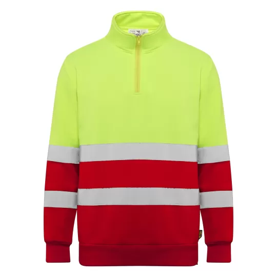 Roly Spica 9301 - High-Visibility Sweatshirt with Half-Zip & Reflective Bands