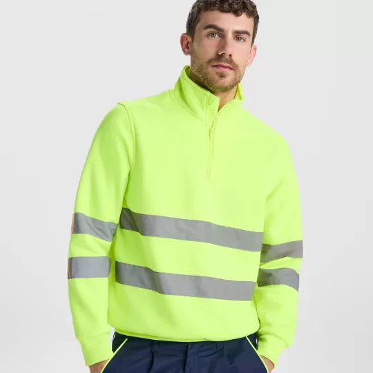 Roly Spica 9301 - High-Visibility Sweatshirt with Half-Zip & Reflective Bands