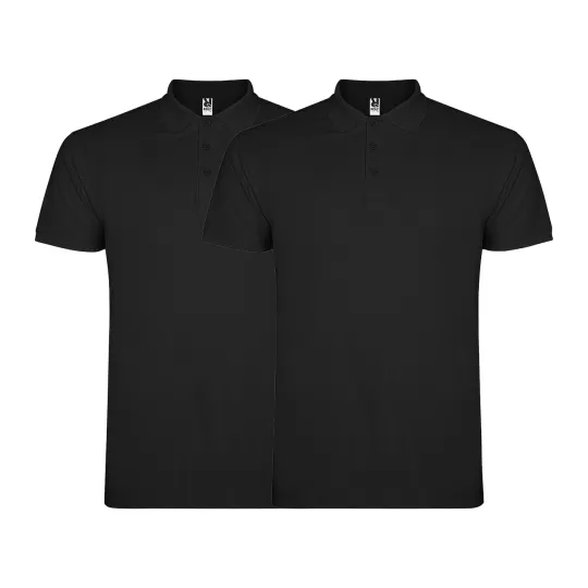 Πακέτο 2 Ανδρικές Μπλούζες Polo Roly Star | 100% Βαμβακερές 200gr | Μαύρo