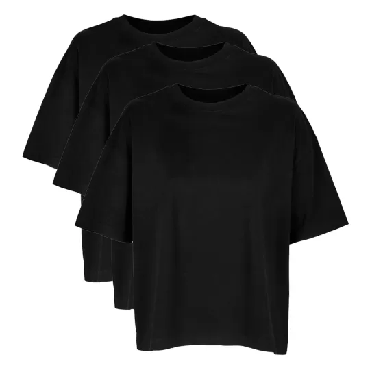 Sol's Boxy Women's Oversized T-Shirt 3-Pack | 100% Organic Cotton 180g - Black